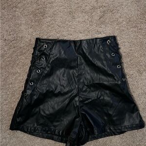 Black Lace-Up Women's Shorts